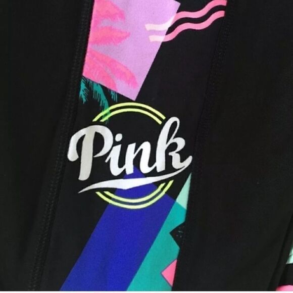 Victorias Secret Pink Ultimate High Rise Retro Graffiti Leggings Neon Cut Out XS - Picture 7 of 8